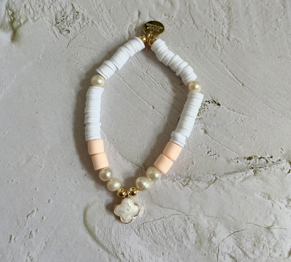 Stacking bracelet, clover bracelet, clover charm bracelet, handmade jewellery, summer bracelet