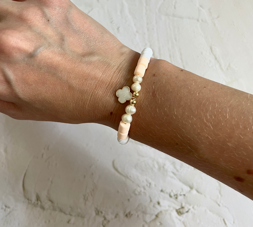 Stacking bracelet, clover bracelet, clover charm bracelet, handmade jewellery, summer bracelet
