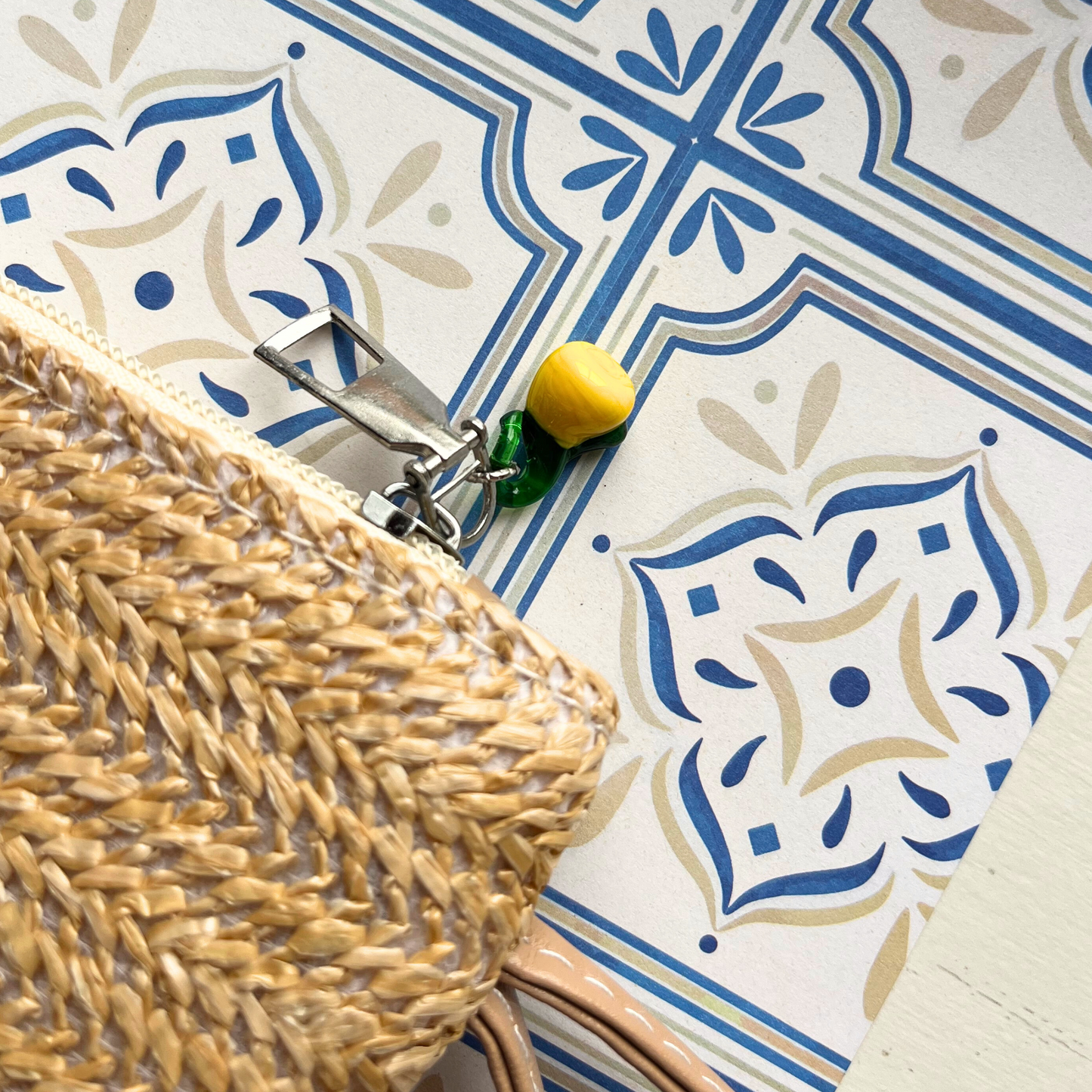 Raffia Lemon Clutch Bag
