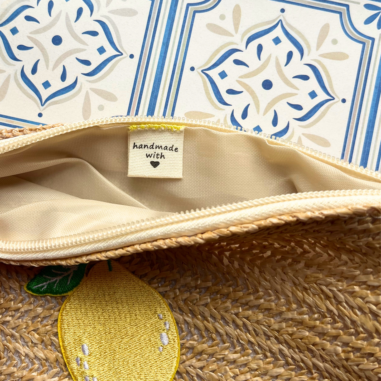 Raffia Lemon Clutch Bag