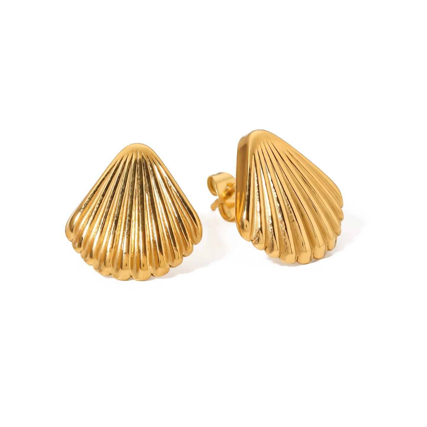 Beach jewellery, waterproof jewellery, shell earrings, gold earrings