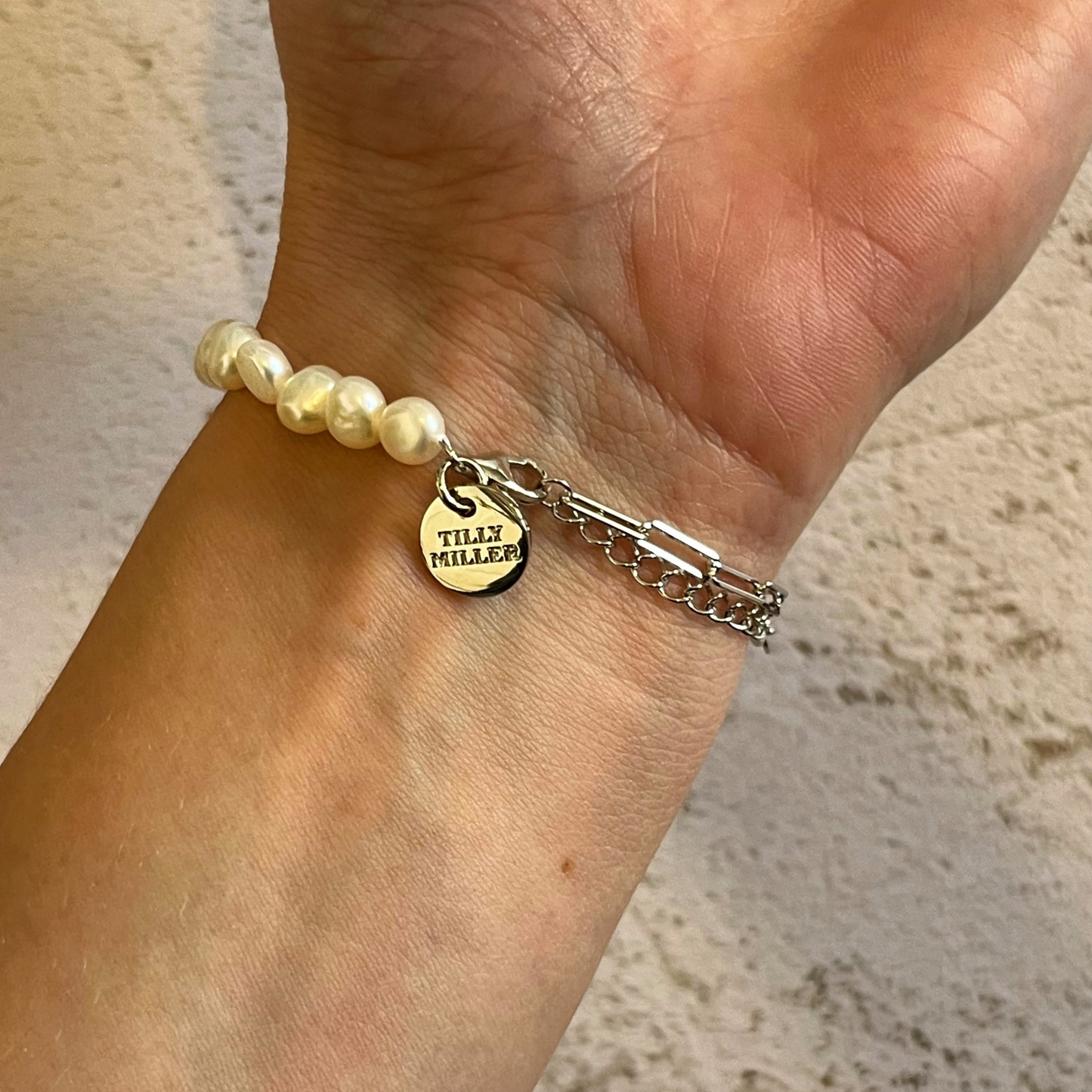 Sterling silver bracelet, pearl and silver bracelet, dainty bracelet