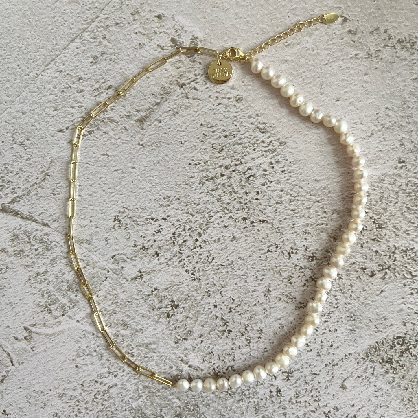 Pearl necklace, handmade jewellery, chain necklace, delicate jewellery, gold vermeil necklace