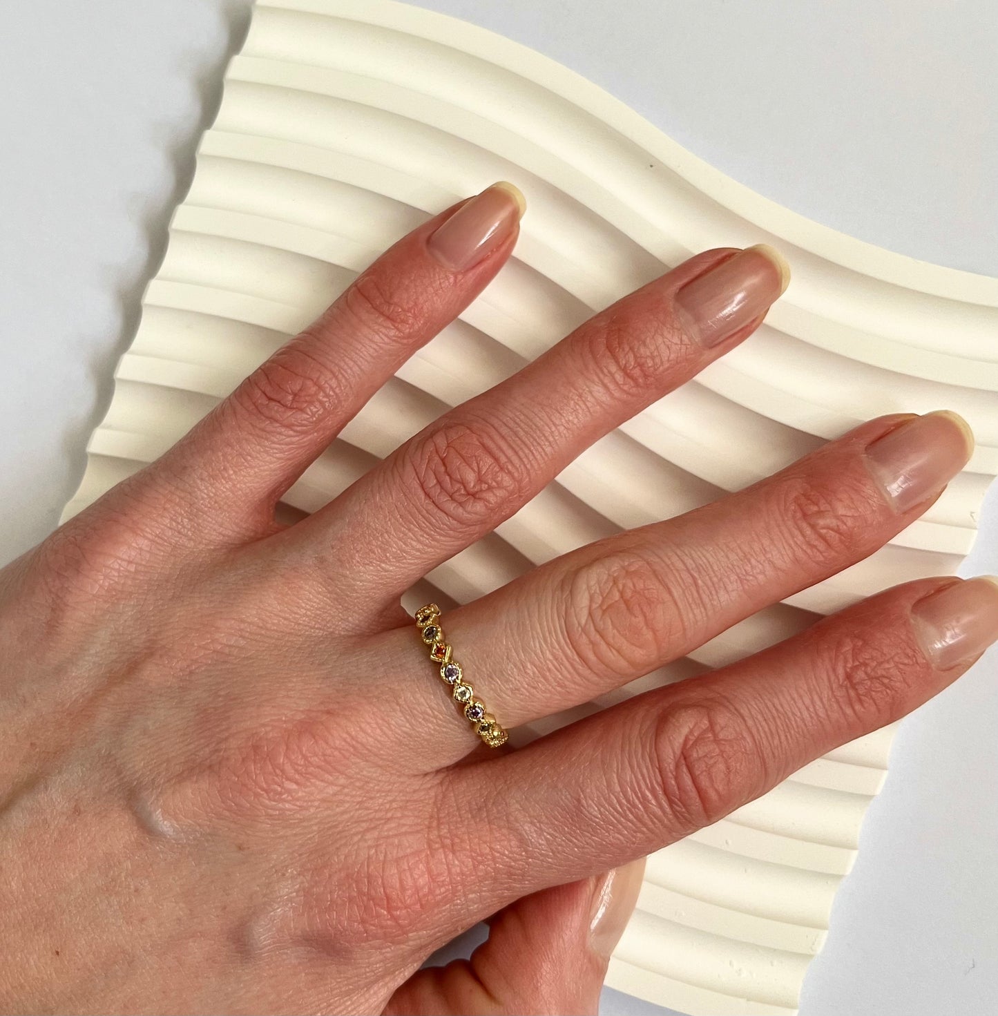 Gold sparkly ring, adjustable rings, multi-coloured rings, gold vermeil ring, sterling silver ring, costume jewellery, special ring, eternity ring, affordable eternity ring