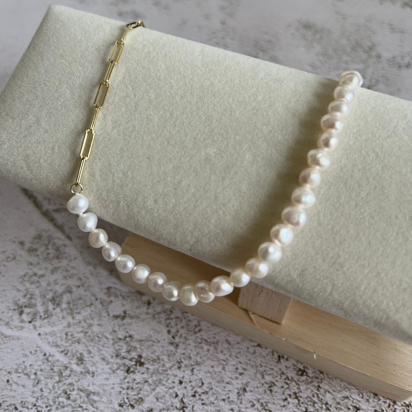 Pearl necklace, handmade jewellery, chain necklace, delicate jewellery, gold vermeil necklace