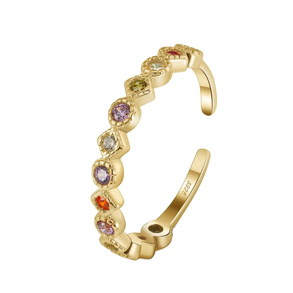 Gold sparkly ring, adjustable rings, multi-coloured rings, gold vermeil ring, sterling silver ring, costume jewellery, special ring, eternity ring, affordable eternity ring