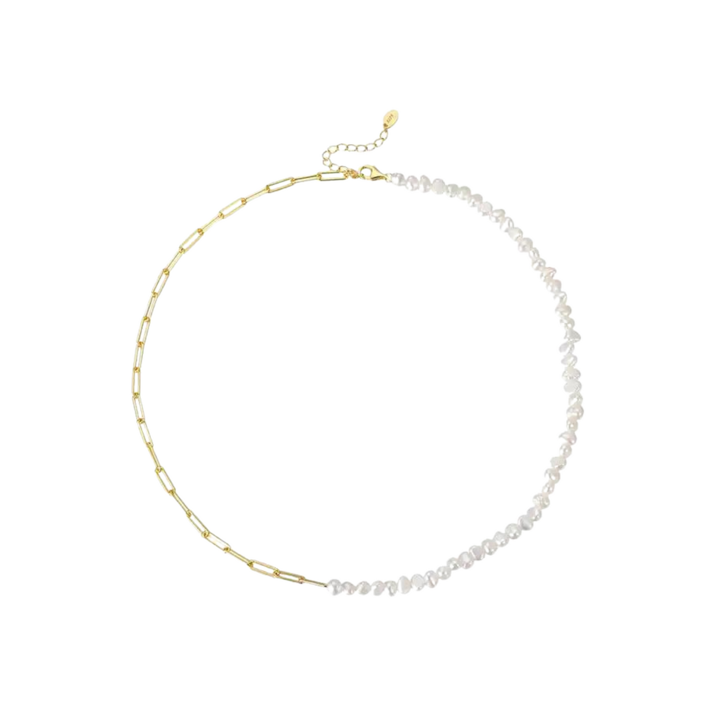 Pearl necklace, handmade jewellery, chain necklace, delicate jewellery, gold vermeil necklace