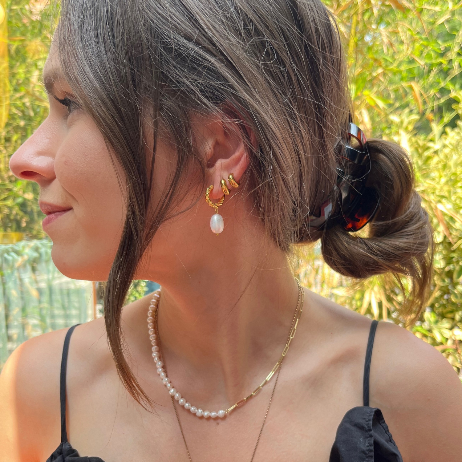 Pearl necklace, handmade jewellery, chain necklace, delicate jewellery, gold vermeil necklace