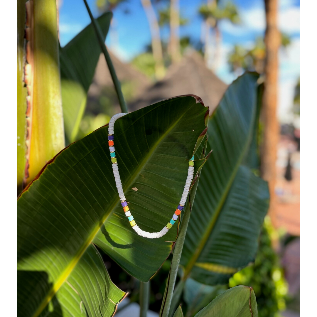 Beach necklace, surfer jewellery, holiday jewellery, beaded necklace, surfing necklace, shell necklace