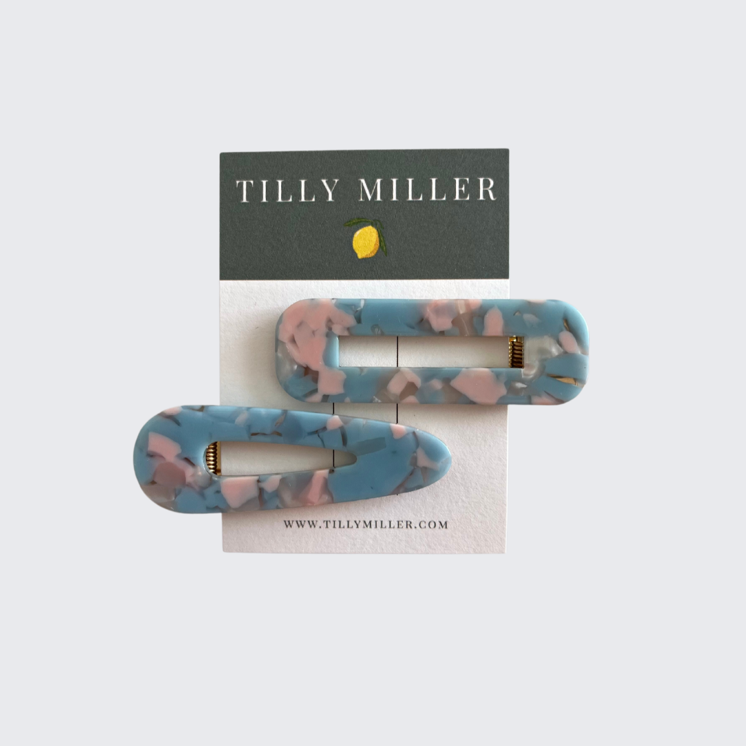 Go & Glow Acrylic Hair Clip Set: Baby Blue Shimmer