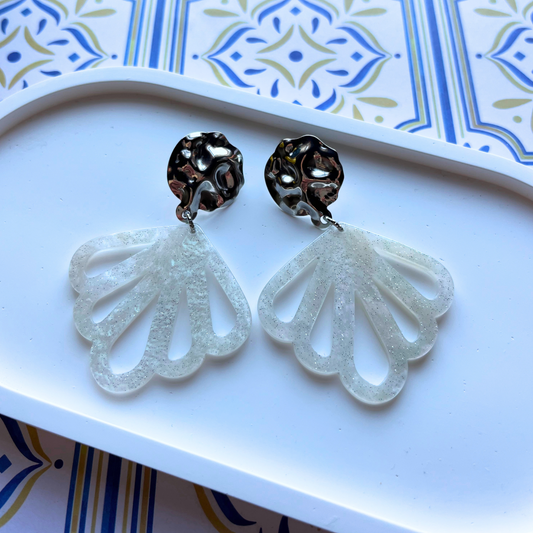 Lily Resin Lotus Flower Pendant Earrings