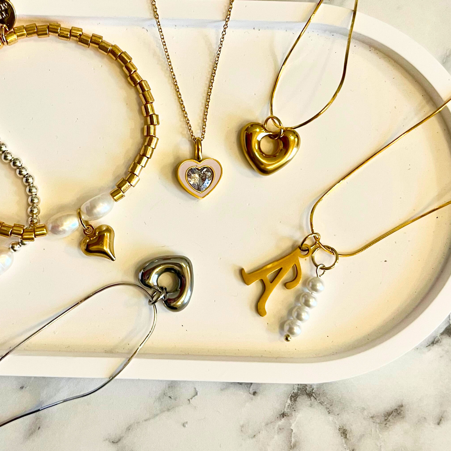 Noel Initial & Pearl Necklace