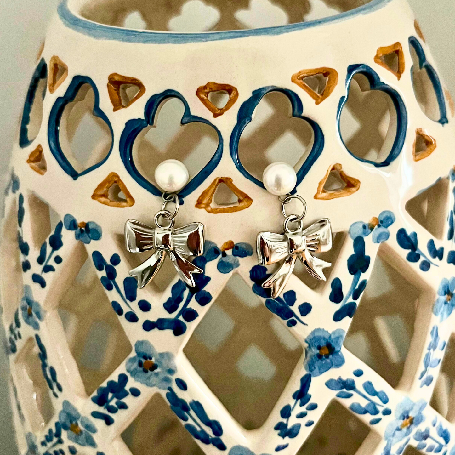 'Silver Bells' Bow Earrings