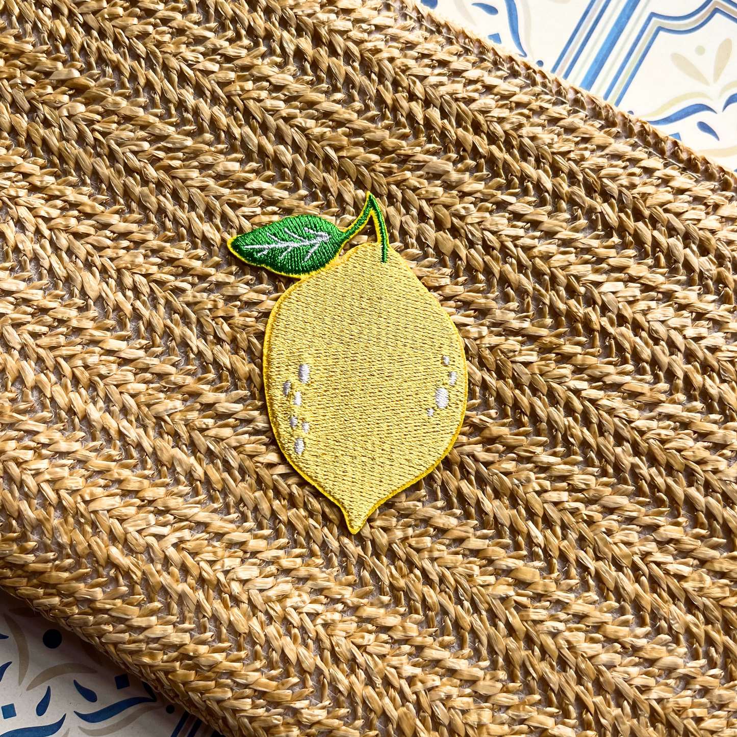 Raffia Lemon Clutch Bag