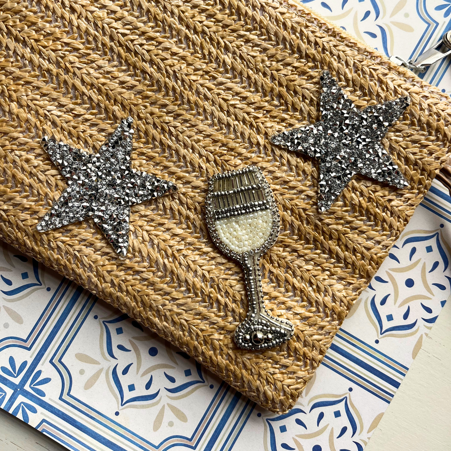 Raffia Prosecco Clutch Bag