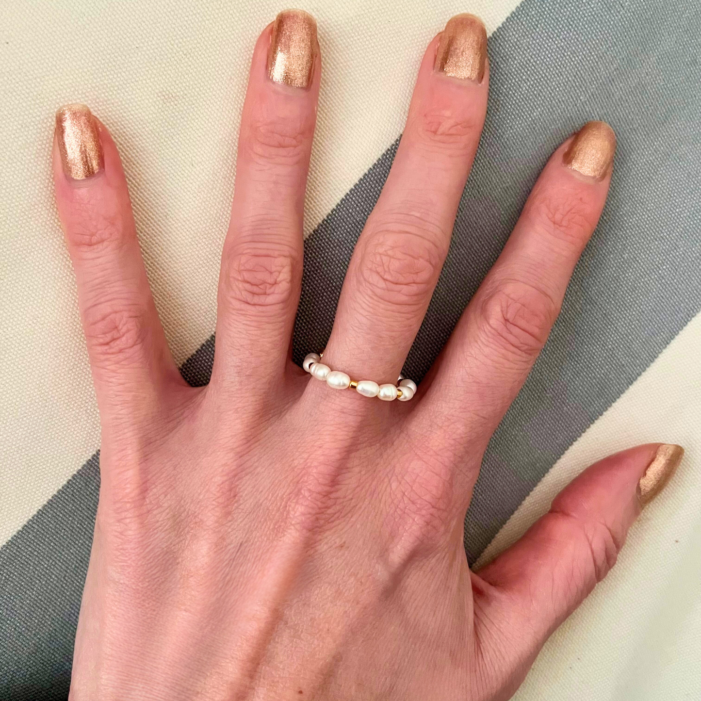 'White Christmas' Pearl & Gold Ring