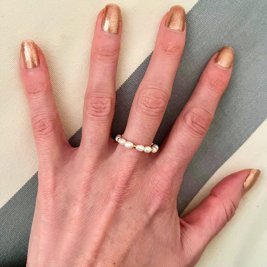 'White Christmas' Pearl & Gold Ring