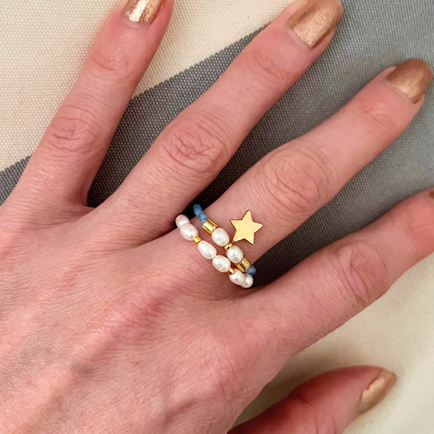 'White Christmas' Pearl & Gold Ring