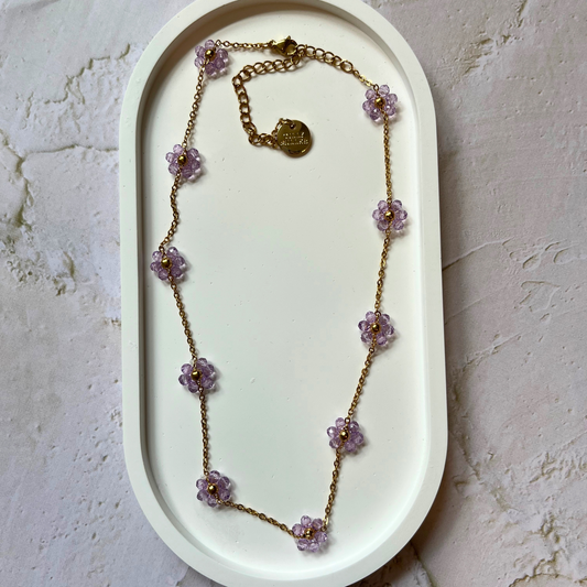 Lilac Flower Beaded Necklace