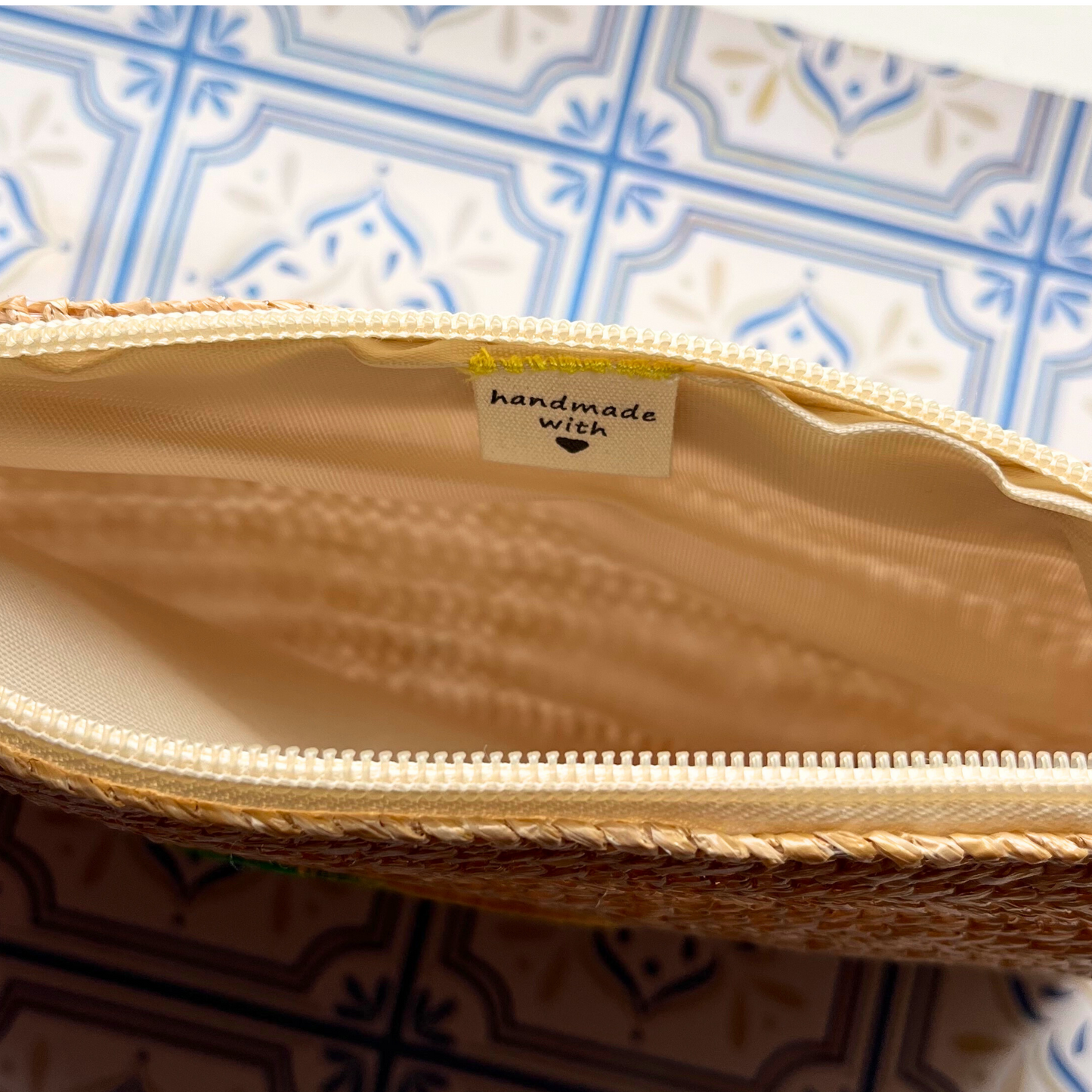 Raffia Lemon Clutch Bag