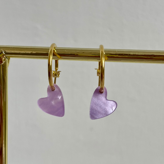 Barbie Purple Heart Charm Hoops