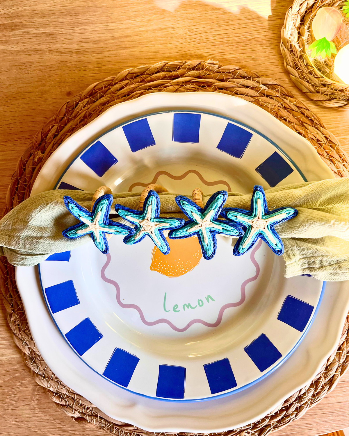 Blue Starfish Napkin Rings (set of 4)