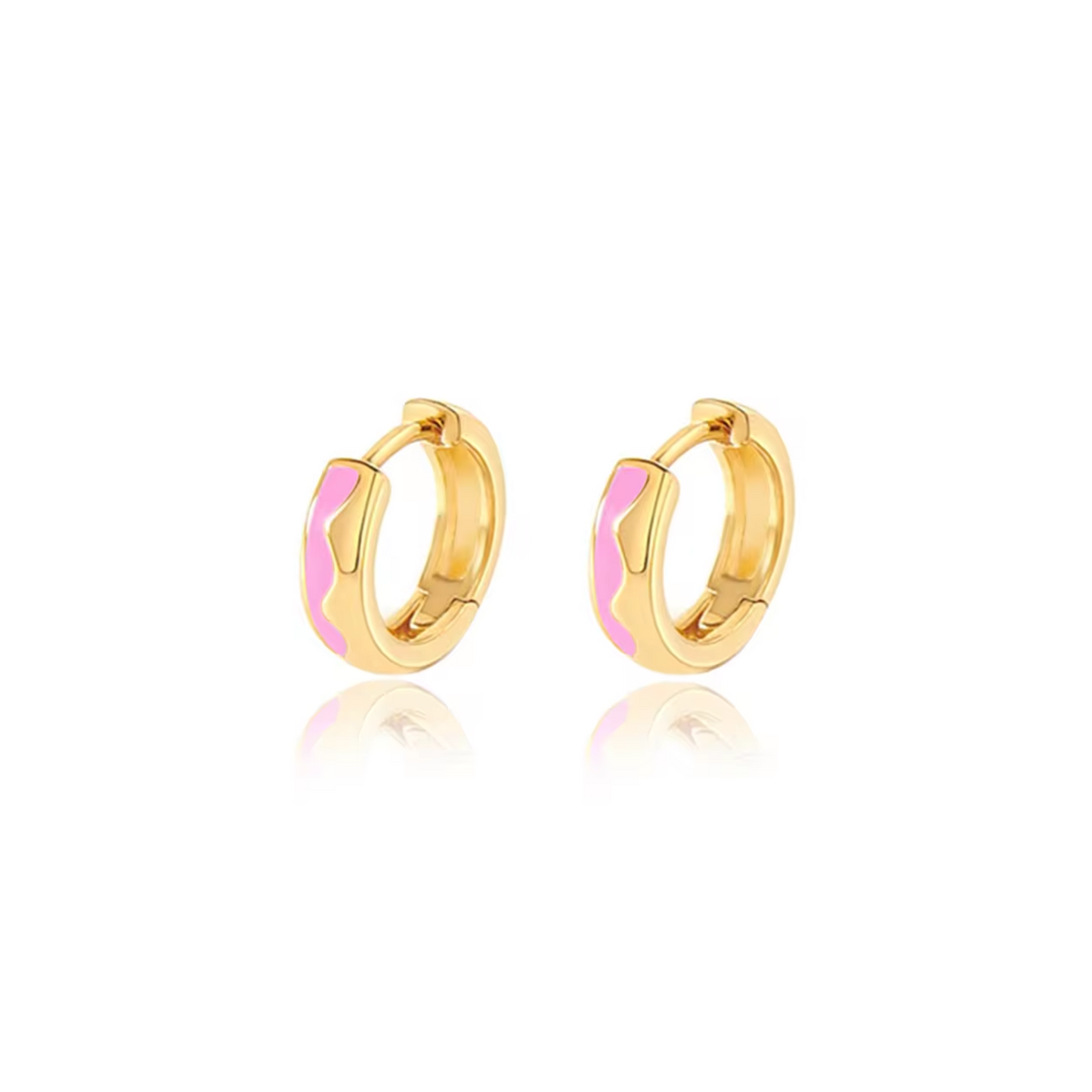 Phoebe Pink Enamel Gold Vermeil Huggie Hoops