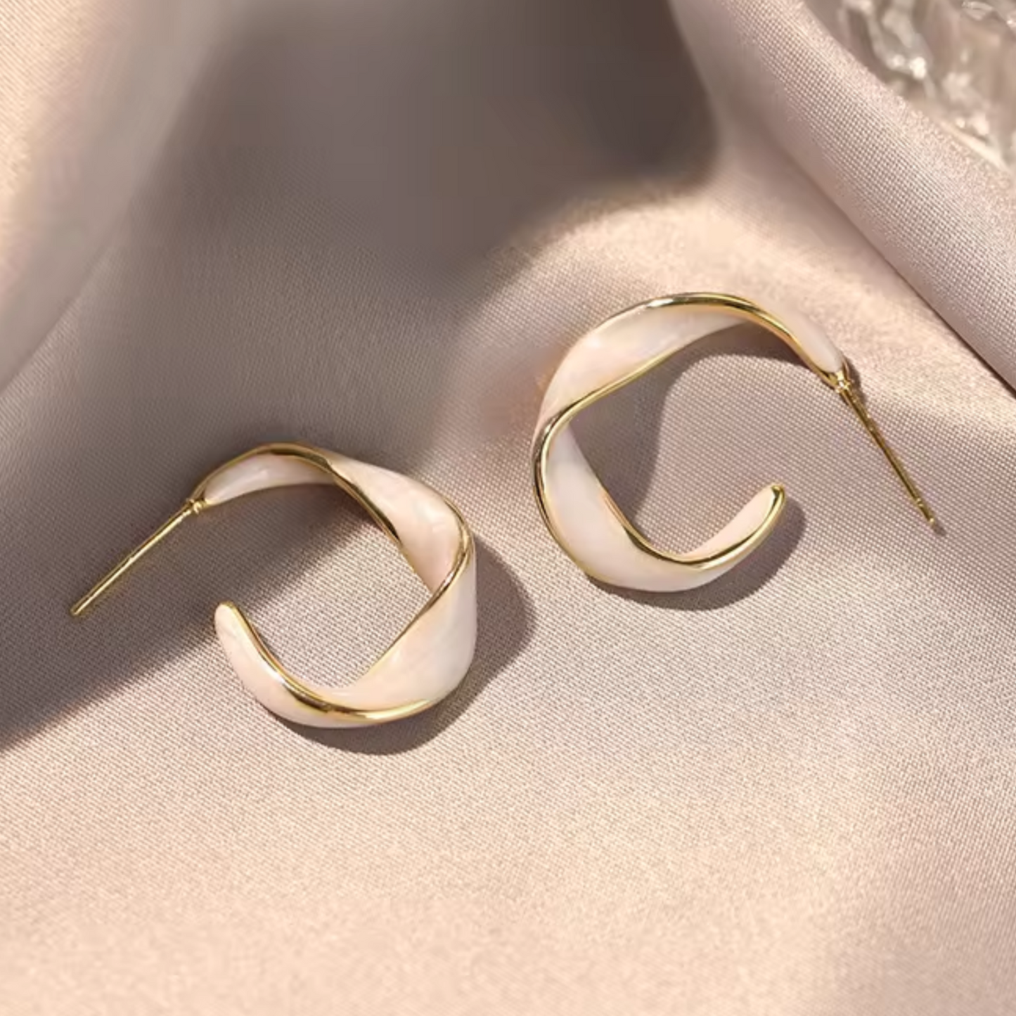 Lucy Gold Enamel Twist Hoops