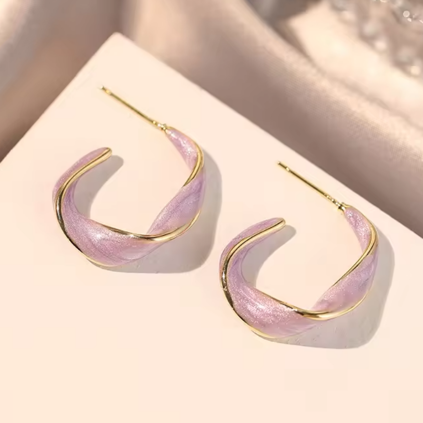 Lucy Gold Enamel Twist Hoops