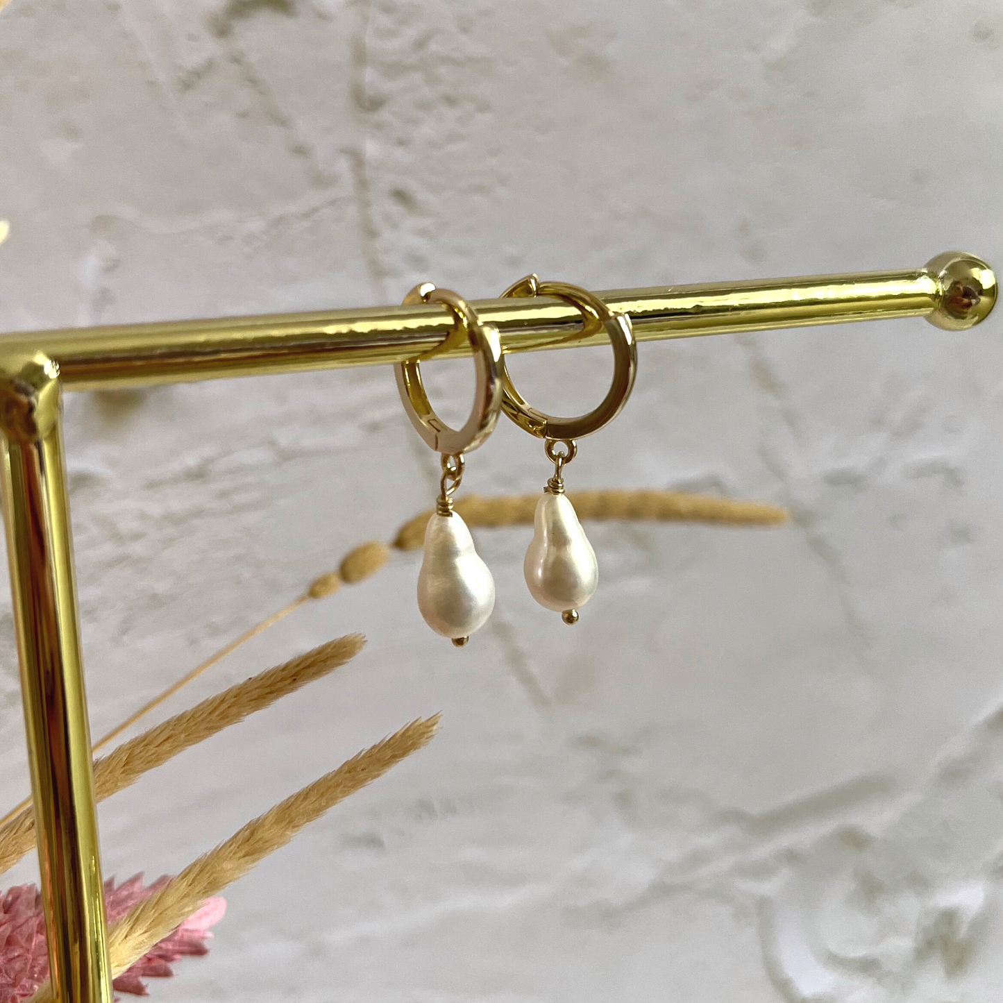 Pearl Earrings, unique jewellery, huggie hoops