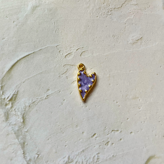 Gold & Purple Enamel Heart Charm