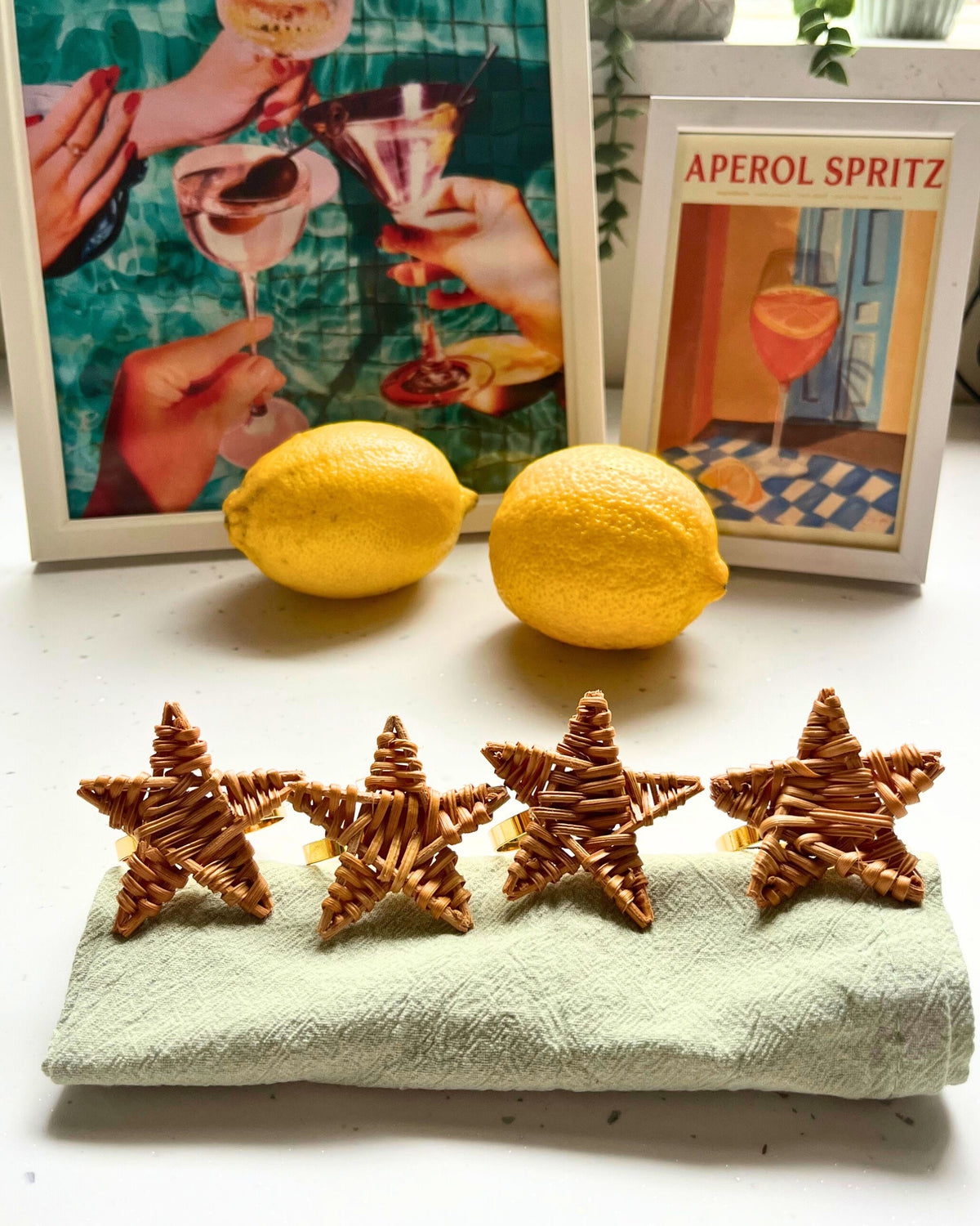 Star Rattan Napkin Rings (set of 4)