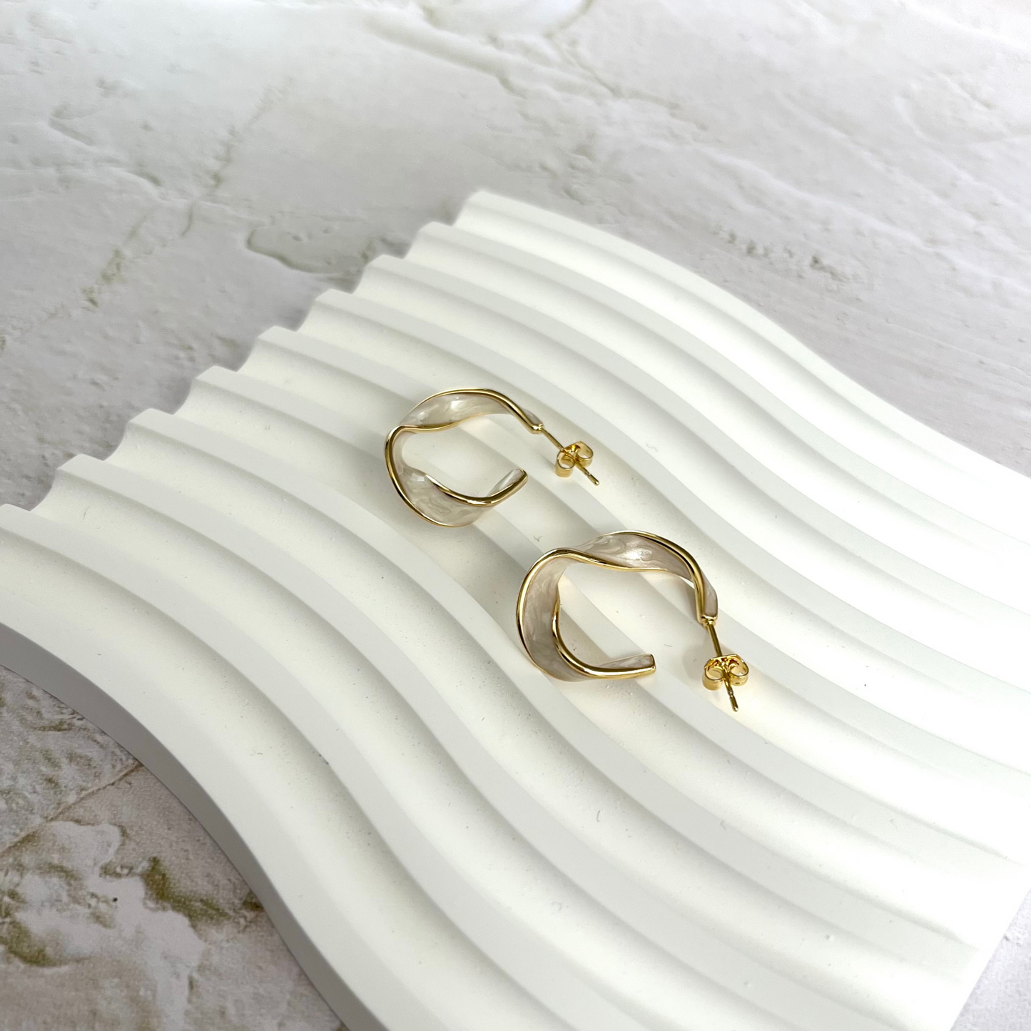 Lucy Gold Enamel Twist Hoops