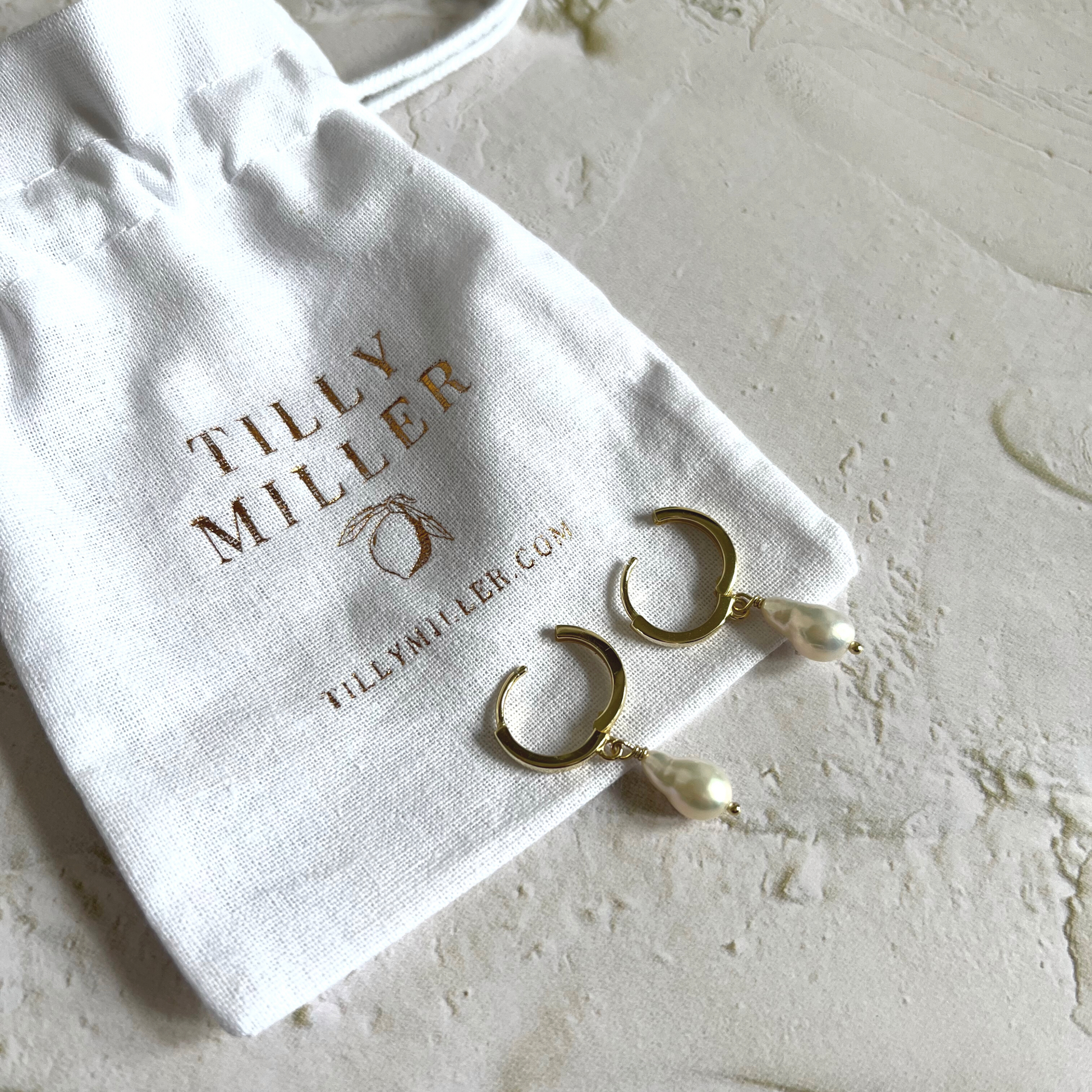 Pearl Earrings, unique jewellery, huggie hoops