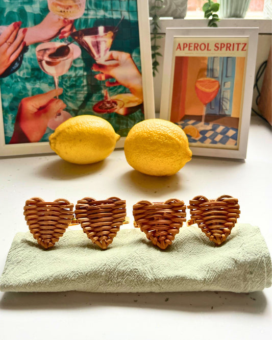 Heart Rattan Napkin Rings (set of 4)