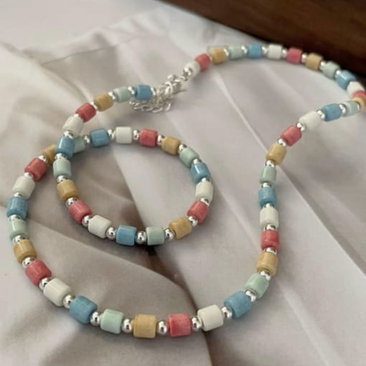 Pastel beaded necklace